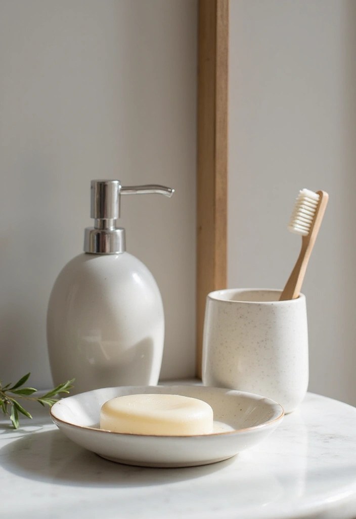 12 Creaciones de Cerámica Artesanal que Te Harán Querer Decorar Cada Rincón (¡Descubre el #7!) - 11. Accesorios de Baño de Cerámica