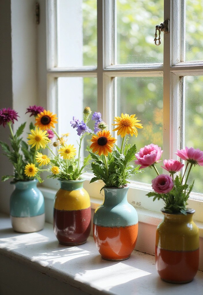 12 Creaciones de Cerámica Artesanal que Te Harán Querer Decorar Cada Rincón (¡Descubre el #7!) - 2. Coloridos Jarrones para Flores Frescas