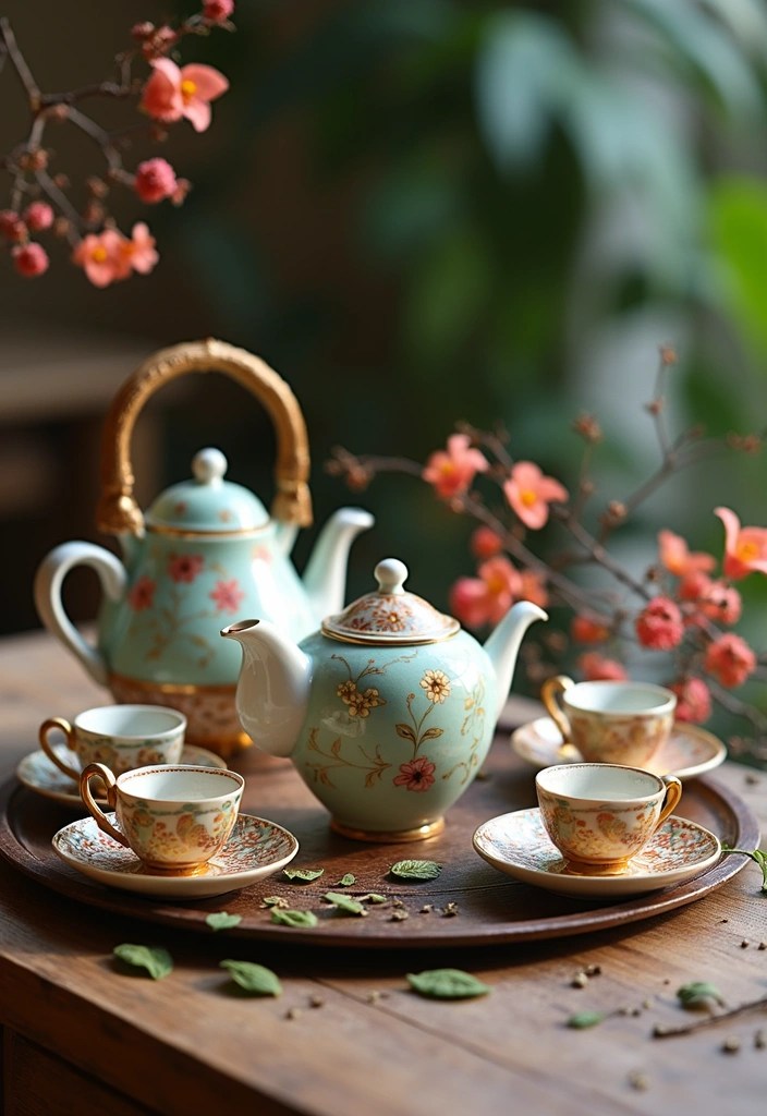 12 Creaciones de Cerámica Artesanal que Te Harán Querer Decorar Cada Rincón (¡Descubre el #7!) - 7. Juegos de Té que Enamoran